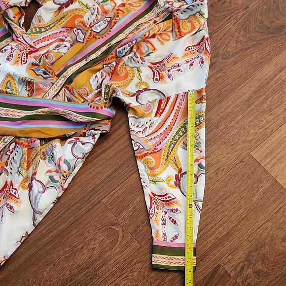 Antonio Melani Roxanne Paisley Midi Shirt Dress Tie Waist Ruching Sz 2 - Picture 11 of 12